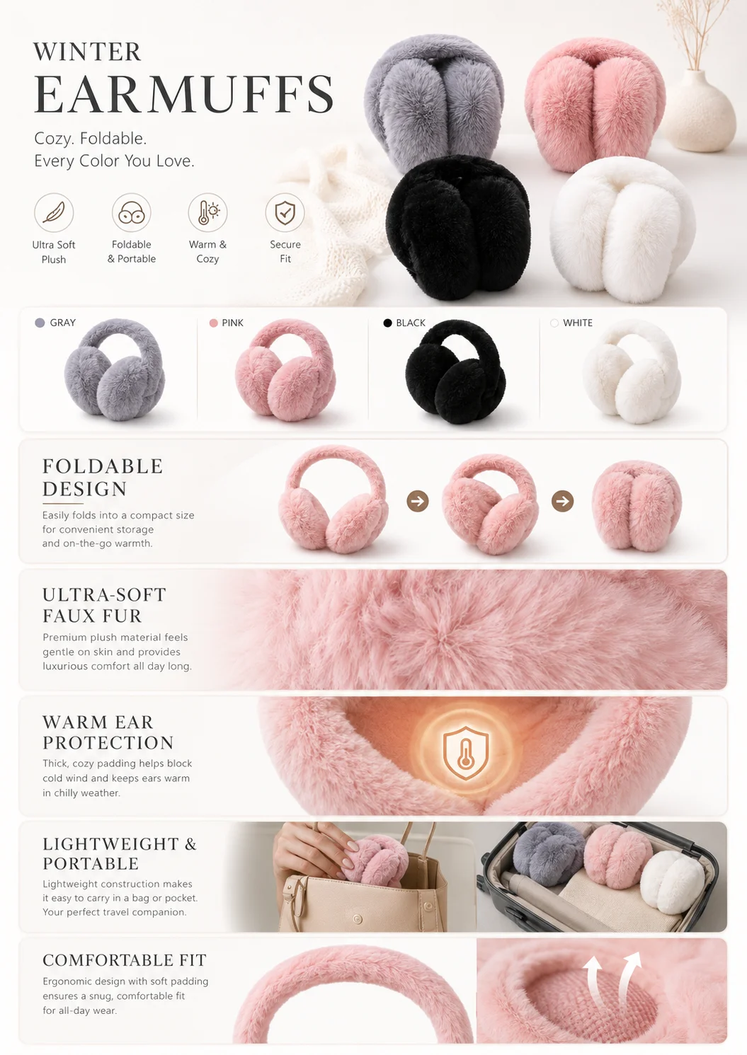 سماعات أذن دافئة للغاية من الف - مراجعة Ear Muff Foldable وسعره