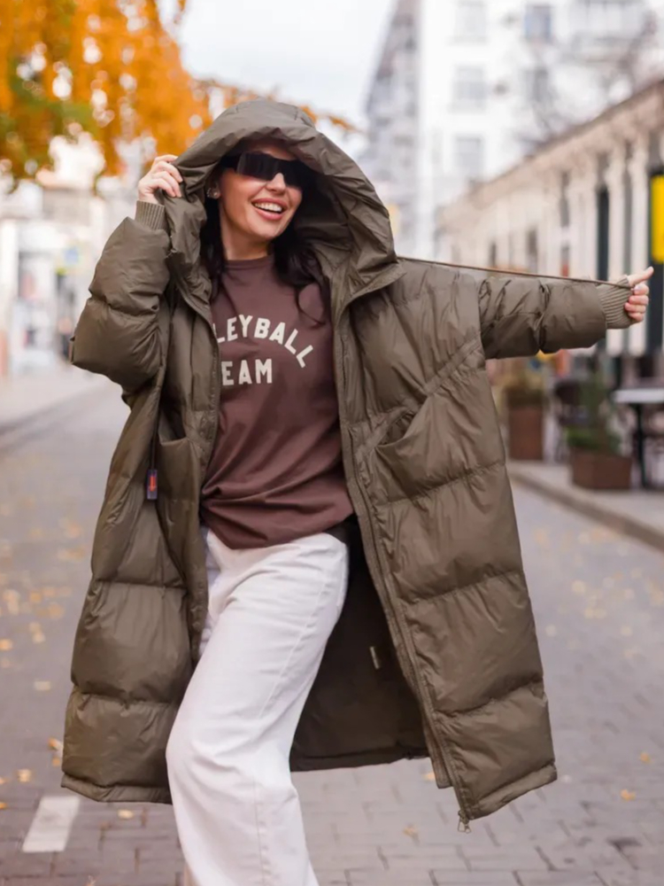 جاكيت شتوي نسائي طويل وفضفاض م - مراجعة Puffer Jacket Women Down وسعره