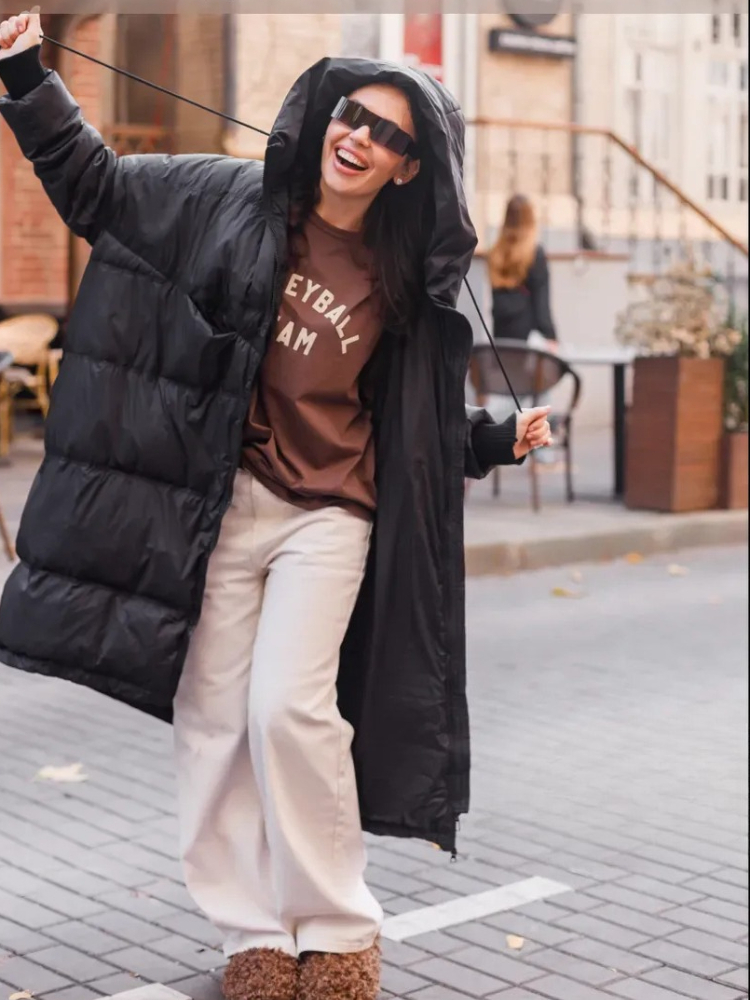 جاكيت شتوي نسائي طويل وفضفاض م - مراجعة Puffer Jacket Women Down وسعره